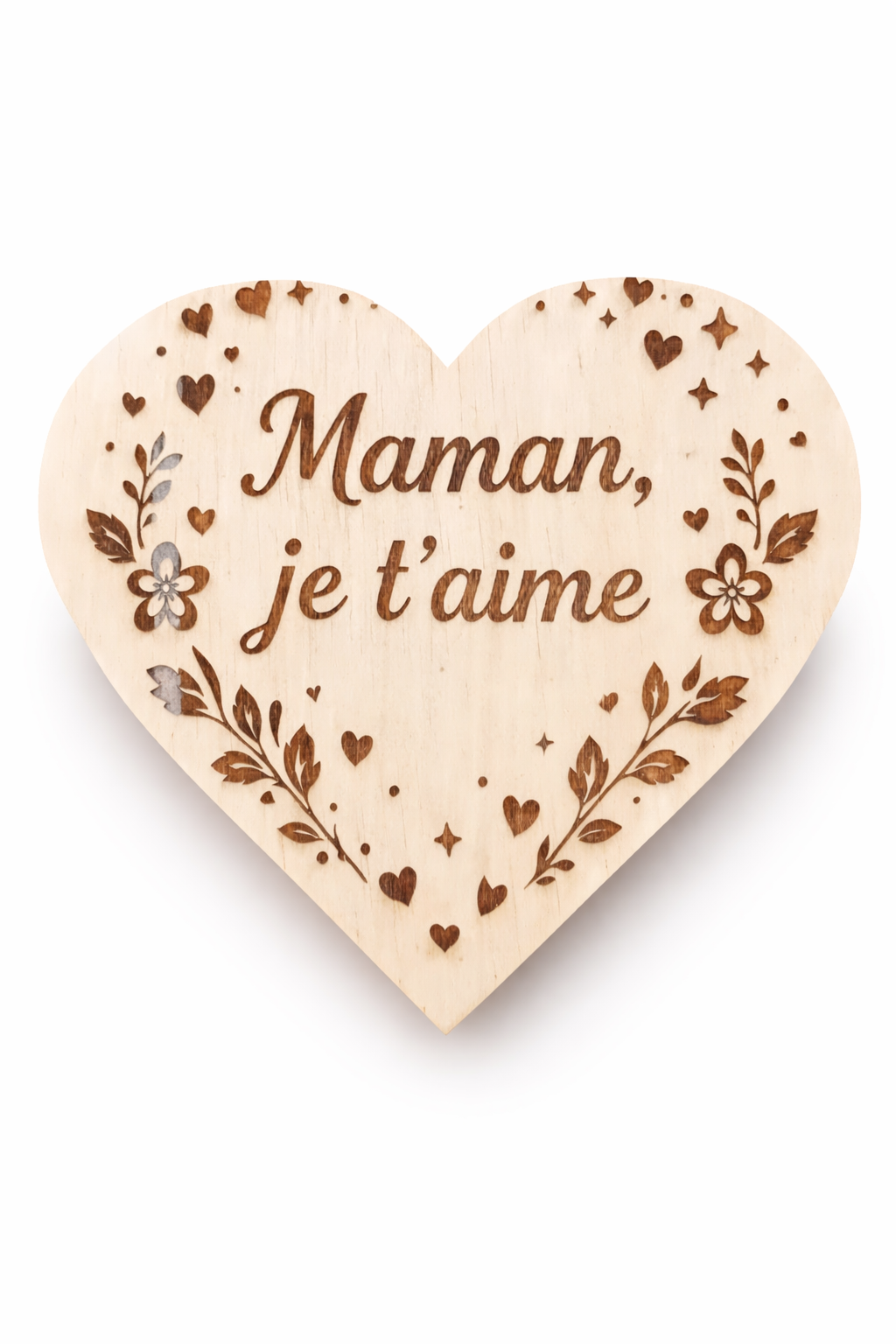 Boîte cœur en bois maman je t'aime
